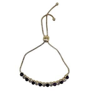 Charter Club Crystal Purple White Gold Tone Bolo Drawstring Adjustable Bracelet